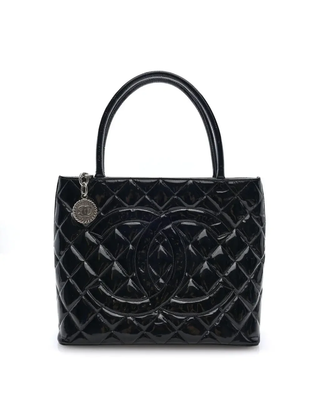 Chanel Patent Medallion Tote Black #305089C15B